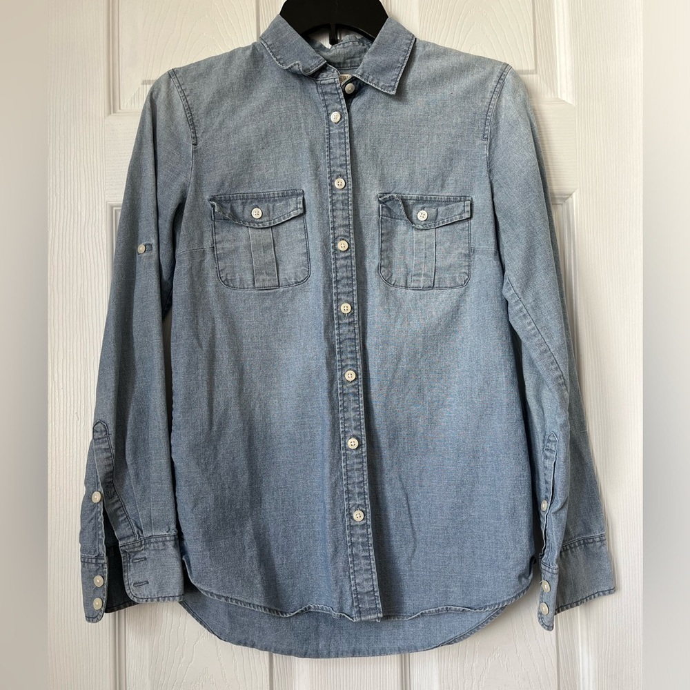J Crew Denim Button Down Shirt Long Sleeve XS